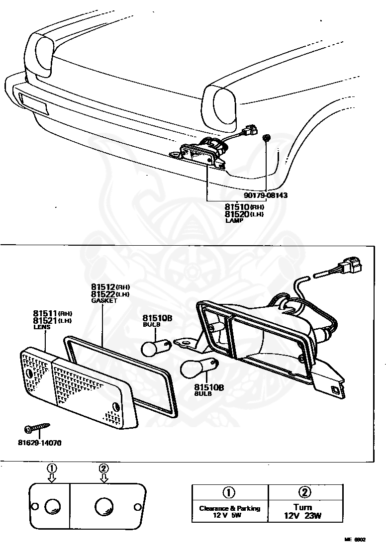 Toyota - Gasket, Front Turn Signal Lamp Lens, Lh
